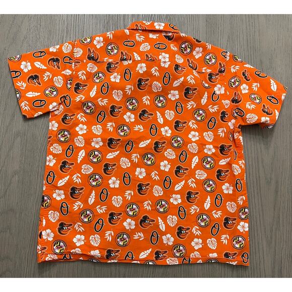 Baltimore Orioles  Orange S/S Hawaiian Button Up Shirt Medium - Picture 6 of 6